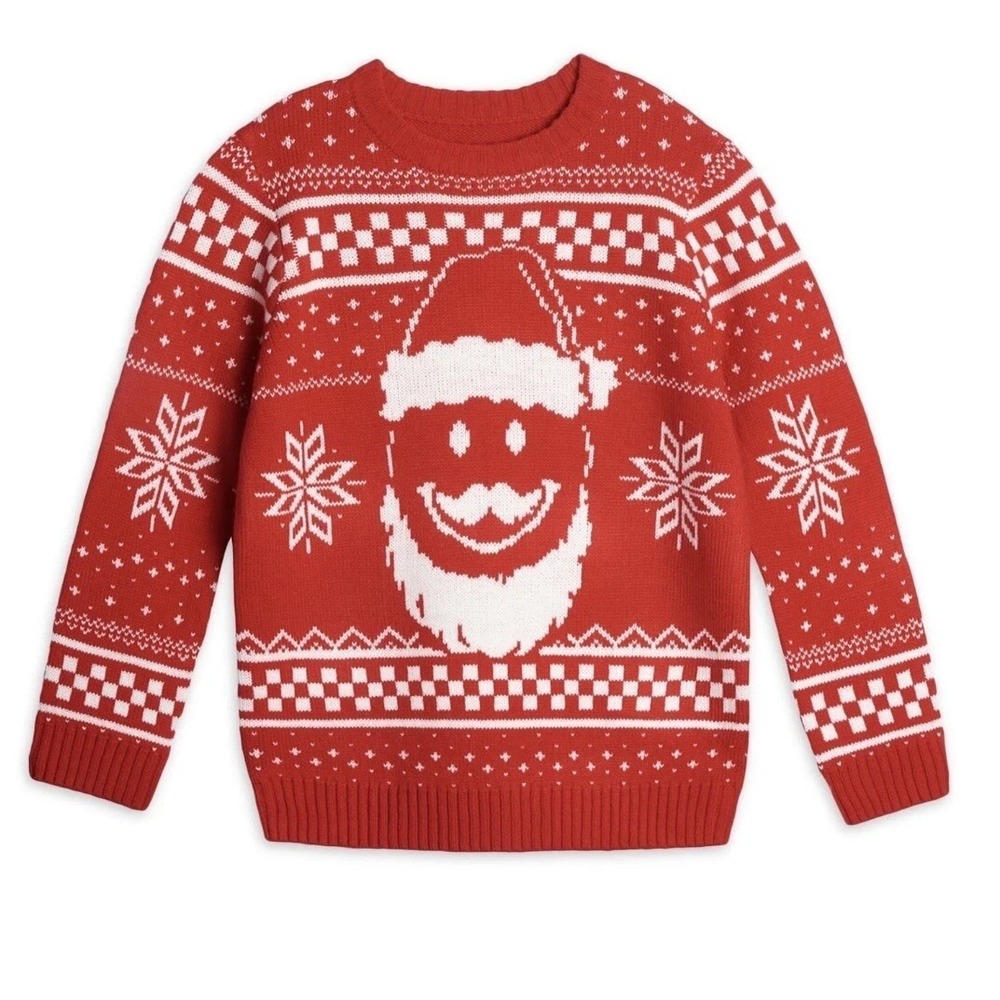 Holiday Times Red Smiley Face Santa Christmas Sweater Size XS 4-5 NWT